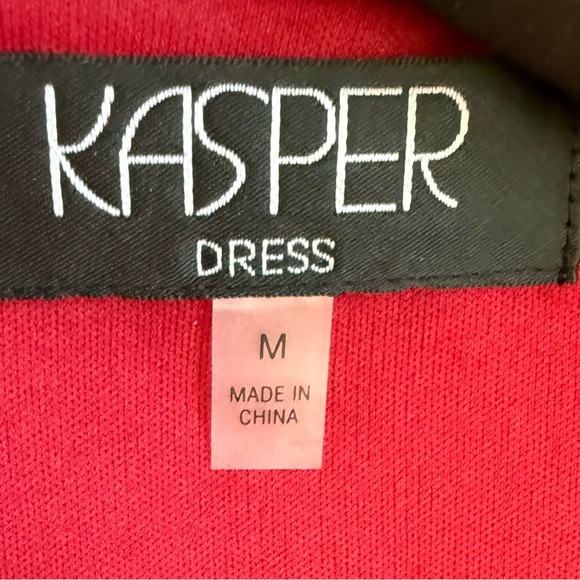 Kasper Red Floral Lace Sheath Dress Medium Cap Sleeve 35” Lined Cocktail - Picture 2 of 6